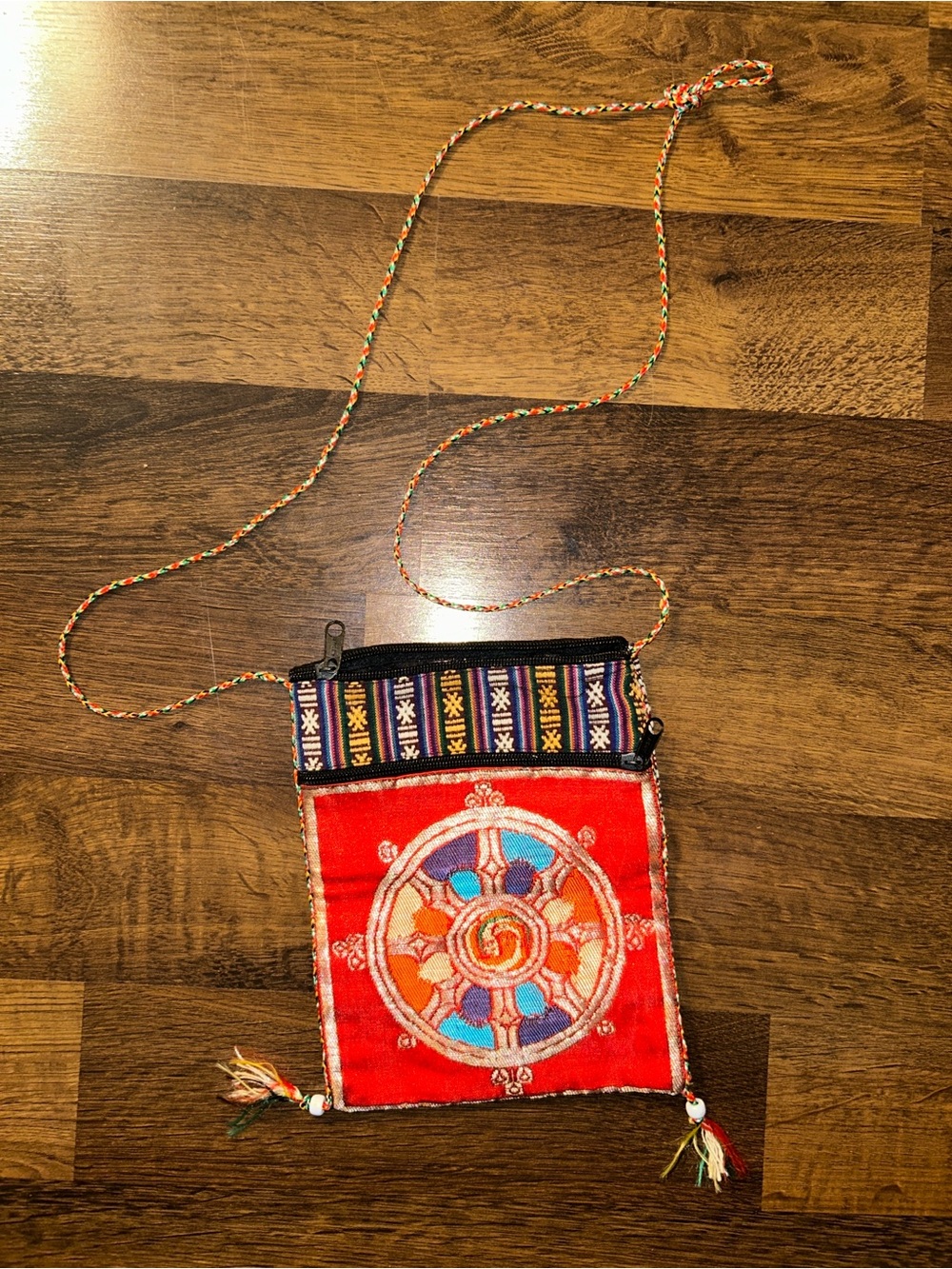 Boho Embroidered Red Crossbody Pouch